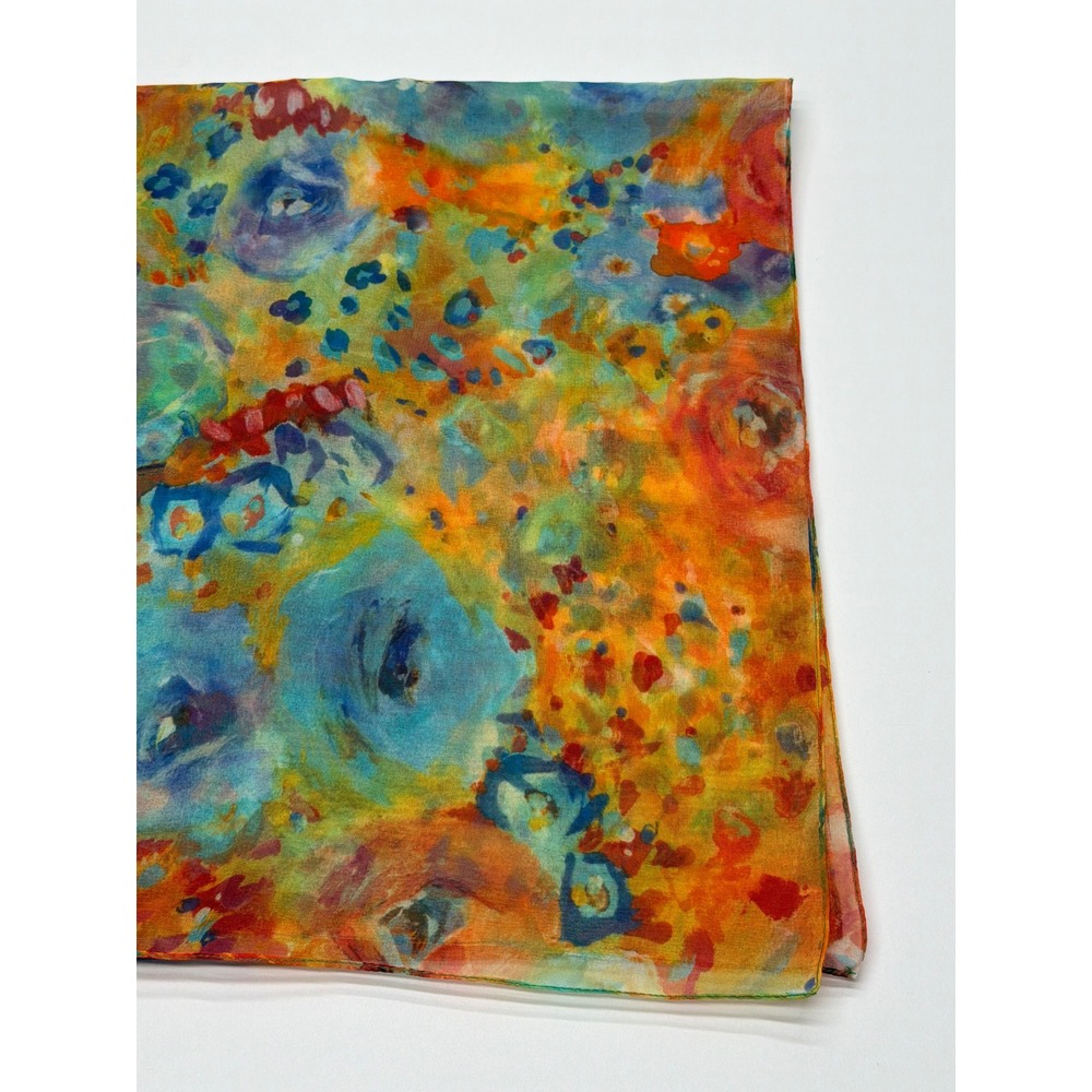 Art of the Scarf‎ Tie Rack made in Italy Floral Impressionist Watercolor Scarf View 2